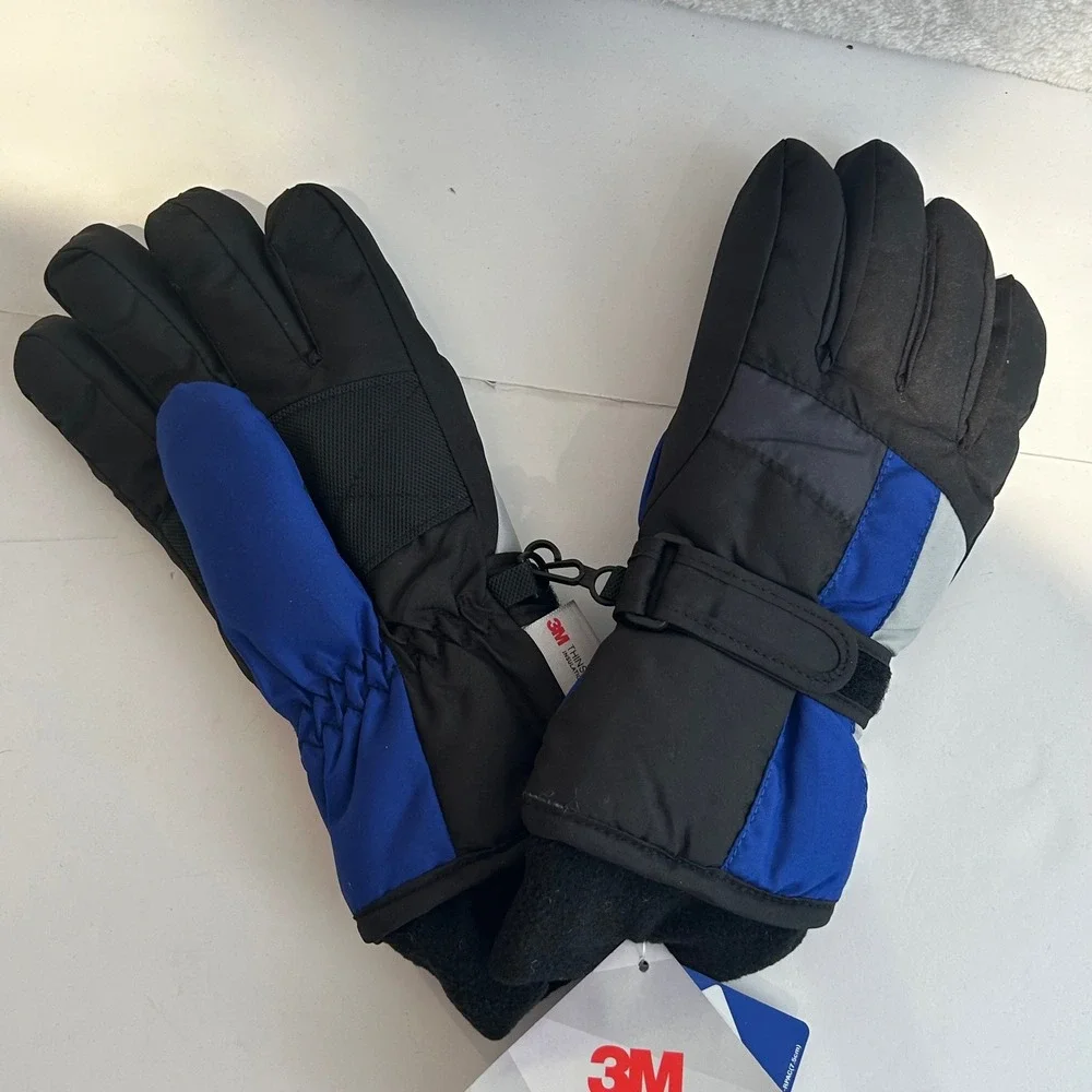 Gold Medal 3M Thinsulate Ski Gloves Blue Black Youth Size 8-10 SKI-300 NWT